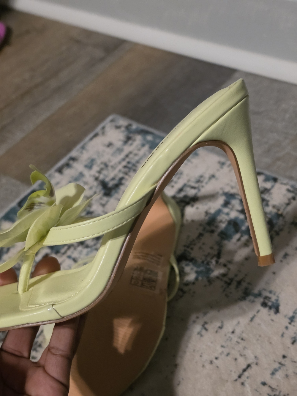Floral Slip-On Heeled Sandals - Chartreuse - Picture 7 of 10